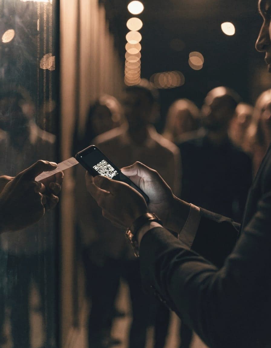 Guest checking in with a QR code e-ticket at an Eventa-powered venue